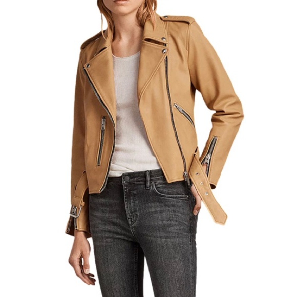 AllSaints Balfern Biker Jacket in Butterscotch